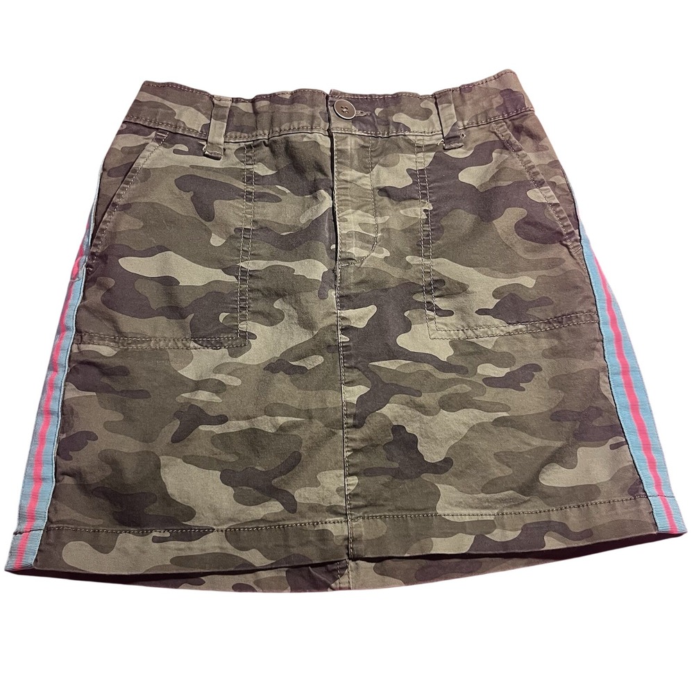 Gap Mini Skirt Girls Green Camo Side Stripe Utility Pockets Large